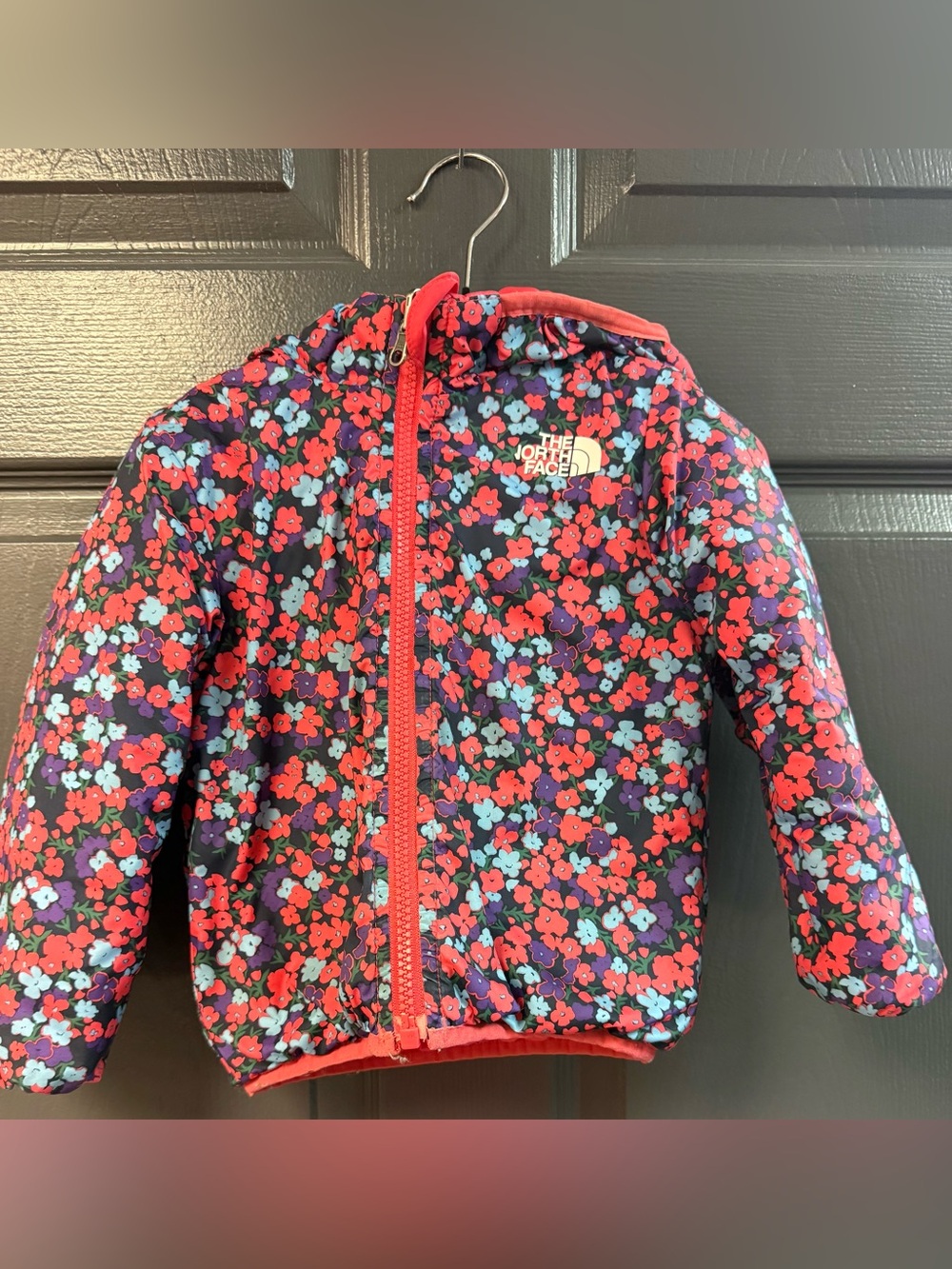 The North Face Kids Floral Packable Jacket - Red Multi Floral Reversible